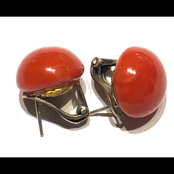 Rare Natural Mediterranean Red Coral Earring 15mm! - Picture 2 of 8